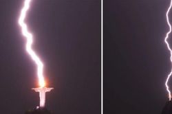 Brazil: Bức ảnh chụp khoảnh khắc sét đánh tượng Chúa Jesus gây sốt