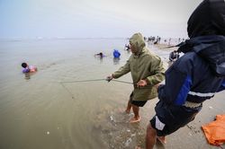Hàng trăm ngư dân ngụp lặn trong giá rét vớt 'lộc biển'