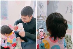 Học cắt tóc trên mạng, ông bố trổ tài nhìn mà ngã ngửa