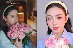'Đu trend' Lưu Diệc Phi ôm hoa nhưng Hoa hậu Thùy Tiên lại mất điểm vì một chi tiết