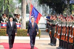 Lễ đón chính thức Chủ tịch nước Võ Văn Thưởng thăm hữu nghị Lào