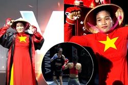 Nữ hoàng Muay Thái Việt Nam chào sân bằng áo dài và nón lá, đánh cho đối thủ người Pháp tơi tả