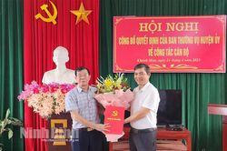 Huyện ủy Yên Khánh công bố quyết định về công tác cán bộ tại 3 xã, thị trấn