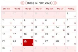 Xem lịch âm ngày 25/4/2023
