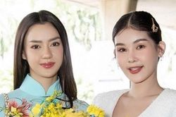 Hoa hậu Lê Âu Ngân Anh thanh lịch đón Miss Universe Thái Lan 2020 Amanda Obdam