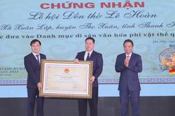 Lễ hội đền thờ Lê Hoàn đón nhận danh hiệu Di sản văn hóa phi vật thể quốc gia