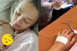 Vợ thủ môn Bùi Tiến Dũng bất ngờ đăng ảnh đi truyền nước