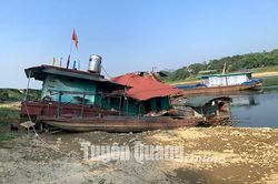Mực nước sông Lô xuống mức thấp kỷ lục