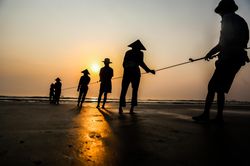 Độc đáo 'đội quân' đi giật lùi bắt cá