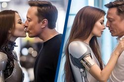 Bức ảnh kỳ lạ chụp Elon Musk hôn robot khiến dân mạng bối rối, sự thật là…