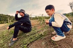 Lý Hải cho các con trải nghiệm với đồng ruộng, 'dầm mưa dãi nắng'