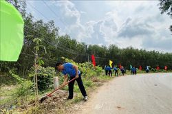 Đoàn viên, thanh niên Thông tấn xã Việt Nam trồng cây xanh tại Đồng Nai