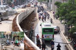 Tháo rào chắn thi công cầu chữ C, người dân 'chạy loạn' dưới gầm cầu
