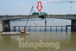 Cận cảnh cầu Vĩnh Tuy 2 chuẩn bị hợp long vượt sông Hồng