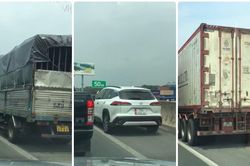 Hàng loạt ô tô đi vào làn khẩn cấp trên cao tốc Long Thành - Dầu Giây