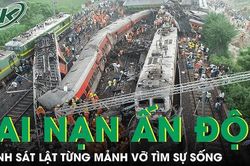 Cảnh sát lật từng mảnh vỡ tìm sự sống sau vụ 3 tàu hỏa đâm nhau ở Ấn Độ