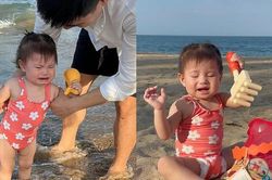 Cây hài nhí thực thụ: Con gái Salim đi biển có ngay cả 'rổ meme'