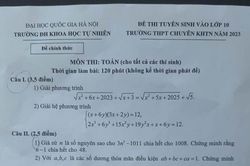 Đề thi môn Toán vòng 1 vào lớp 10 Trường THPT Chuyên Khoa học tự nhiên năm 2023