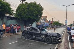 Ô-tô con phóng nhanh tông hàng loạt xe máy
