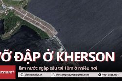 Cận cảnh vỡ đập ở Kherson, chính quyền phải ban bố tình trạng khẩn cấp