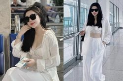 Thời trang sân bay gợi cảm của Quỳnh Kool