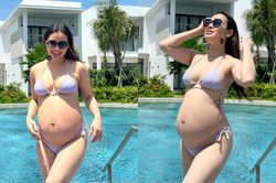 Phương Trinh Jolie diện bikini khoe bụng bầu vượt mặt những ngày cuối thai kỳ