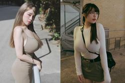 Mê đắm hot girl siêu vòng một diện đồ bó sát khoe dáng