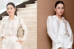 Lần hiếm hoi 'đụng hàng' của thạc sĩ Phạm Kim Dung và Hoa hậu Tiểu Vy