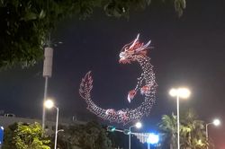 Hàng nghìn chiếc flycam tạo thành hình rồng bay ở Trung Quốc