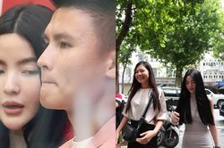 Chu Thanh Huyền diện đồ bó sát cực quyến rũ, theo sát Quang Hải 'như hình với bóng' khi ký hợp đồng với CAHN