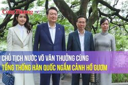 Chủ tịch nước Võ Văn Thưởng cùng Tổng thống Hàn Quốc ngắm cảnh hồ Gươm