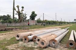 Ninh Bình: Hàng loạt cột điện trung thế vừa trồng xong đã phải nhổ lên