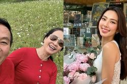 Vợ chồng NSND Lan Hương đi du lịch, Thùy Tiên xinh tươi dạo phố