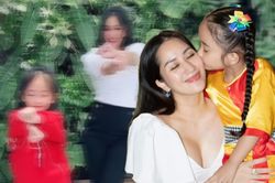 Vắng Phan Hiển, 'mẹ bầu' Khánh Thi không thuộc bài khi nhảy múa cùng con gái