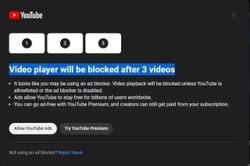 YouTube thử nghiệm cấm xem video nếu cài phần mềm chặn quảng cáo
