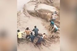 Giải cứu nữ tài xế mắc kẹt trong ô tô giữa dòng nước lũ