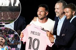 Messi ra mắt Inter Miami hoành tráng dù mưa bão, đồng chủ tịch Beckham suýt ngã vì trượt chân