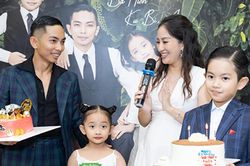 Khánh Thi tổ chức tiệc sinh nhật cho Phan Hiển và hai con