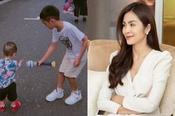 Lần hiếm hoi Tăng Thanh Hà khoe hình ảnh của 2 con trai