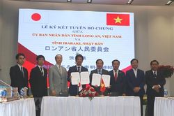 Ký kết tuyên bố chung giữa tỉnh Long An và tỉnh Ibaraki của Nhật Bản