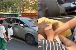 Cô gái trên ô tô bị vợ túm tóc, chồng vẫn phóng xe bỏ chạy