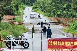 Đường tránh Bảo Lộc nứt toác, phong tỏa đoạn sụt lún nghiêm trọng