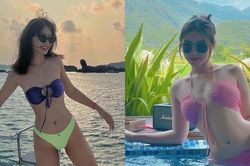 Hai người tình màn ảnh của Thanh Sơn đọ dáng với bikini