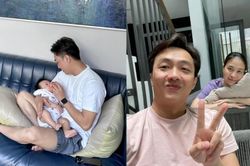 Cường Đô La hé lộ góc mặt con út và tranh thủ nịnh bà xã