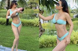 Sinh con hơn 1 tháng, Phương Trinh Jolie tự tin diện bikini khoe bụng phẳng lỳ