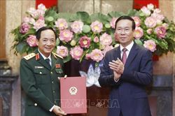Chủ tịch nước Võ Văn Thưởng dự Lễ trao Quyết định thăng quân hàm Thượng tướng cho đồng chí Trịnh Văn Quyết