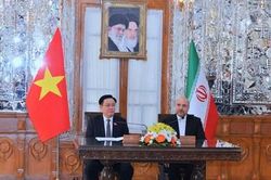 Chủ tịch Quốc hội Vương Đình Huệ và Chủ tịch Quốc hội Iran gặp gỡ báo chí thông báo kết quả hội đàm