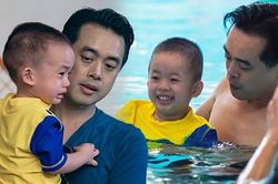 Dương Khắc Linh 'vật vã' cho con học bơi, Phan Hiển 'cầu cứu' Khánh Thi