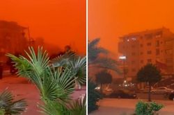 Bão cát khủng khiếp 'nhuộm đỏ' bầu trời thành phố Marrakesh ở Morocco
