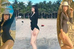 Hot girl '6 múi' của điền kinh Việt Nam khoe dáng nuột nà với bikini bên bờ biển